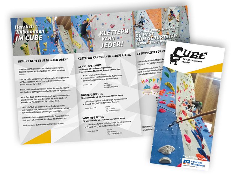 Kletterzentrum Cube Faltblatt